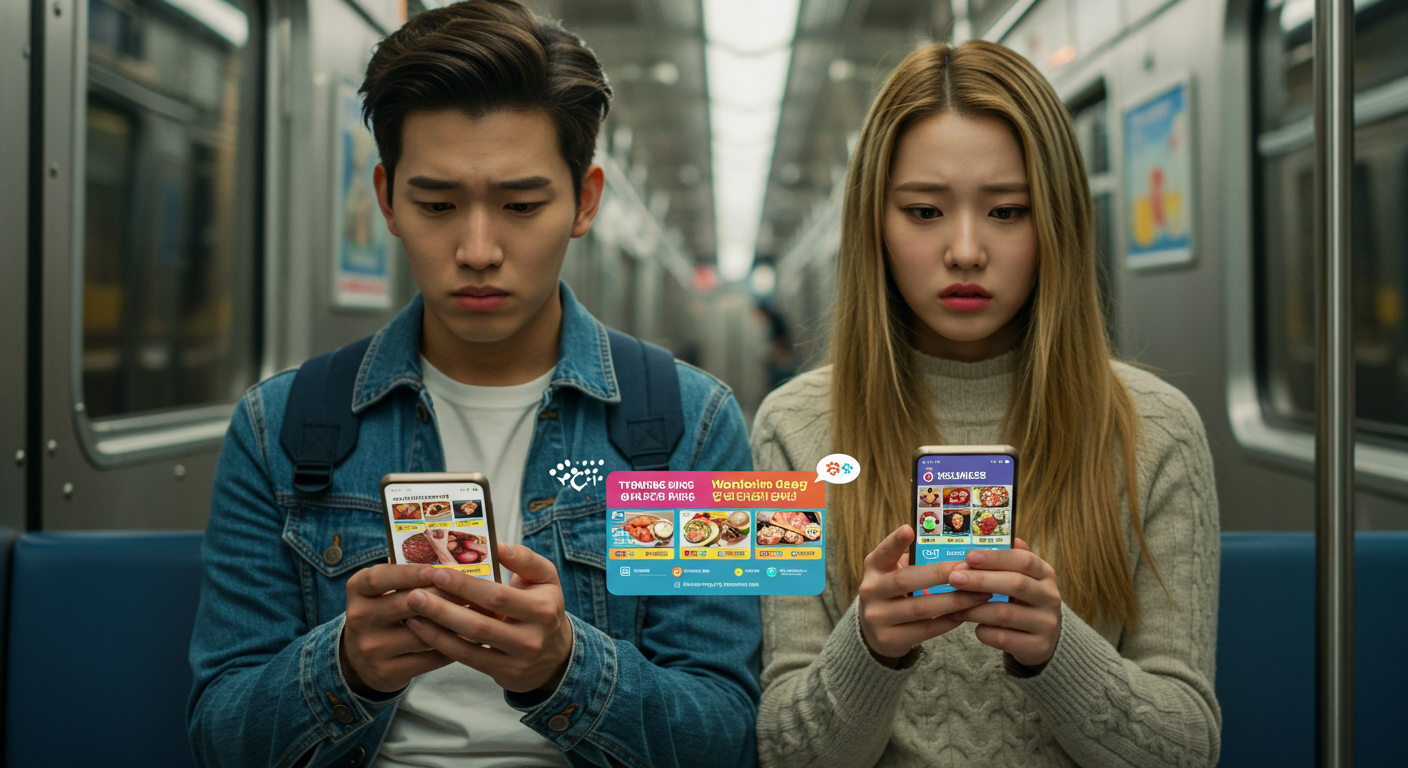 잘못된 식단을 보고 있는 두 남녀